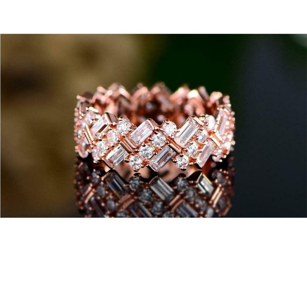 Womens 18K Rose Gold Plated Swarovski Crystal Ring